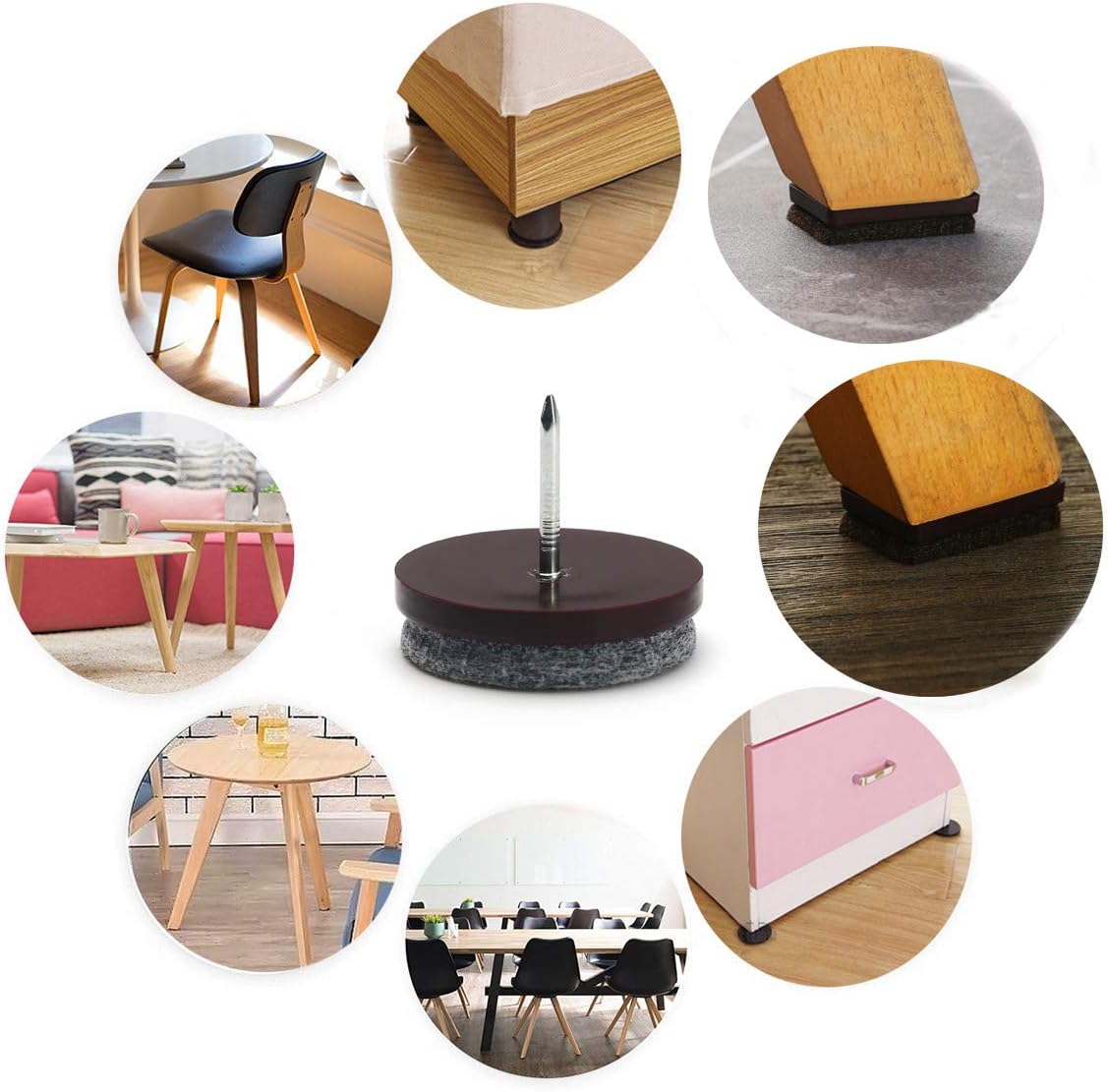 Furniture Felt Pads Nail-on Heavy Duty Felt Pad Chair Sliders Round Chair Leg Floor Protectors 1" Furniture Leg Protector 24 Pack