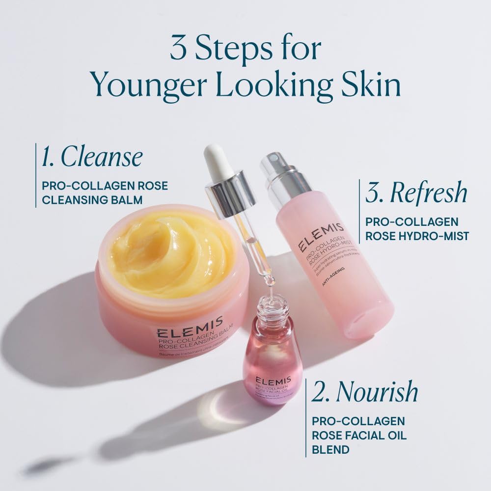 ELEMIS Pro-Collagen Rose Facial Oil Blend | Lightweight Daily Facial Oil Soothes, Nourishes, and Smoothes Skin for a Radiant, Fresh Complexion | 15 mL