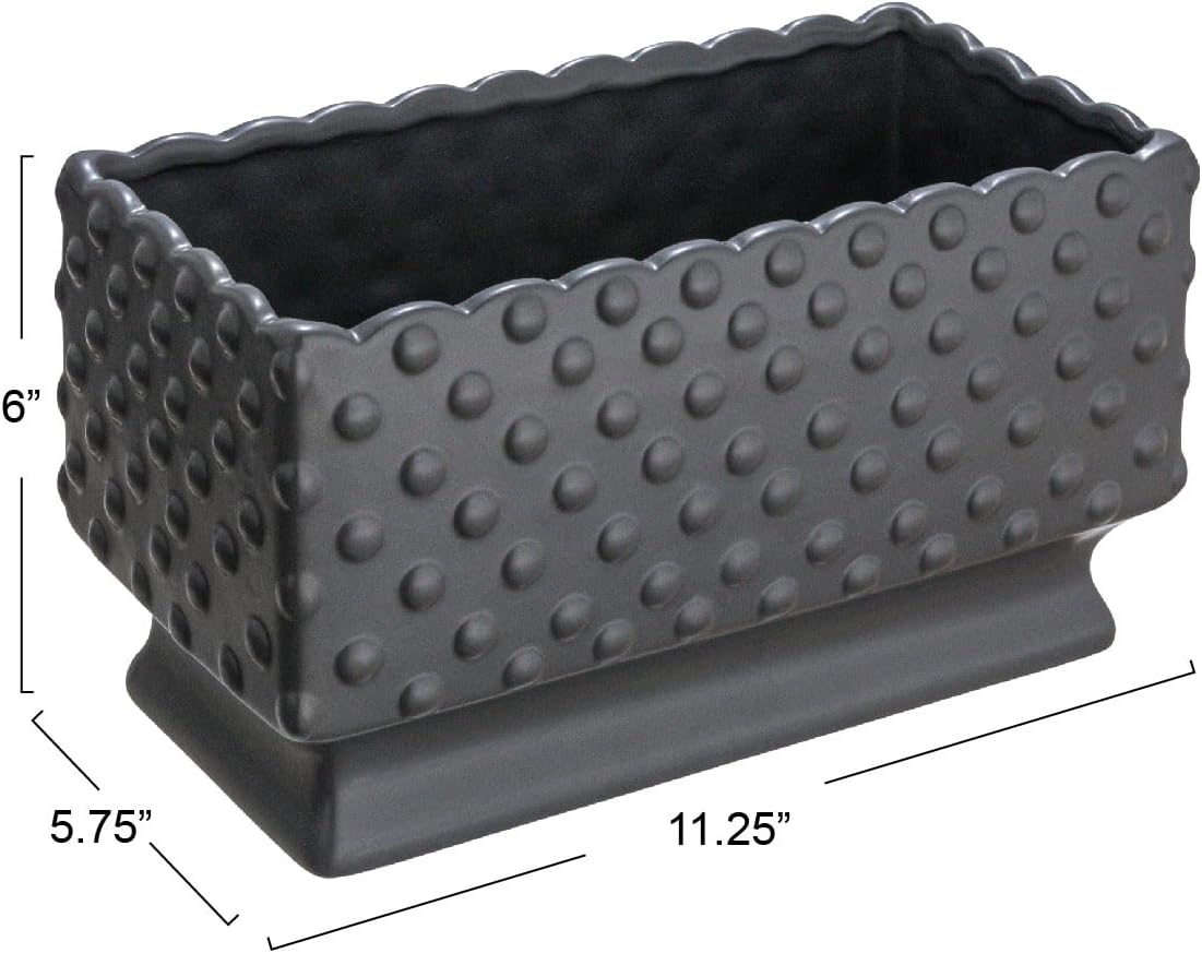 Creative Co-Op White Hobnail Rectangle Ceramic Planter