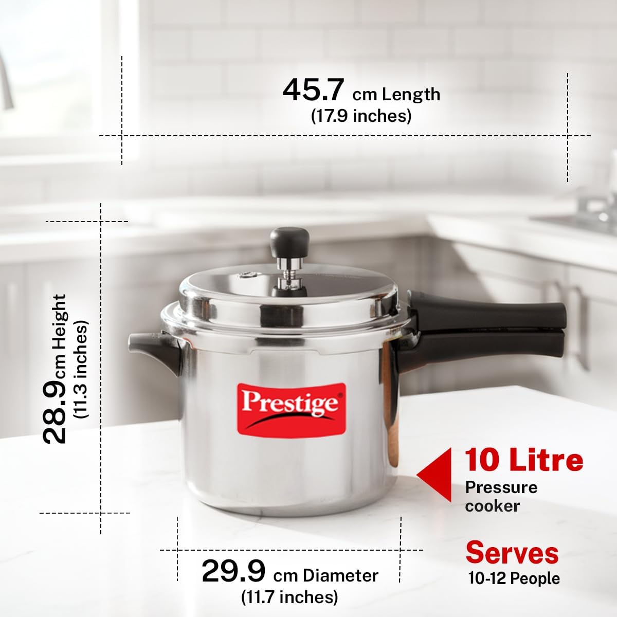 Prestige Popular Aluminum Pressure Cooker, 5 L, Silver