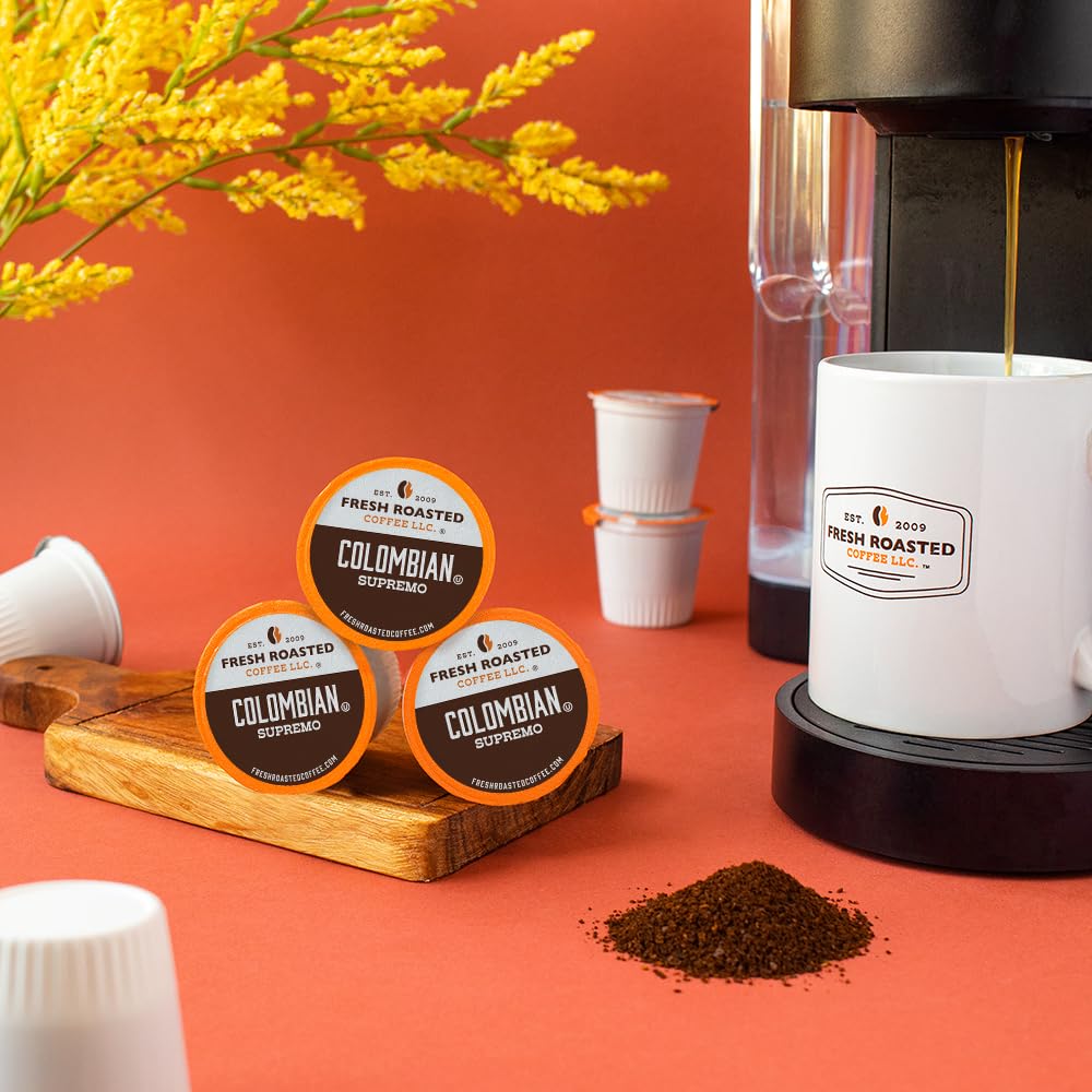 Fresh Roasted Coffee, 100% Colombian K-Cup Pods for Keurig Brewers, Medium Roast, Kosher, 96 Count Loose Pack