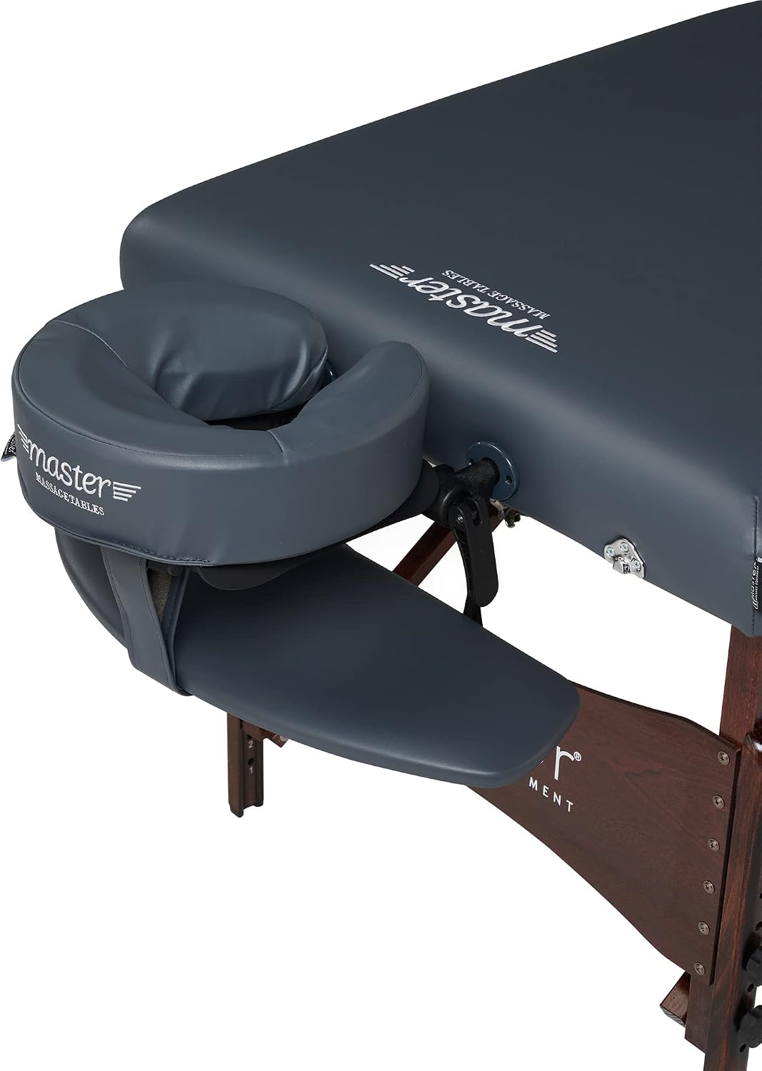 Master Massage Newport Portable Massage Table Package with Denser 2.5" Cushion, Walnut Stained Hardwood, Steel Support Cables, Pillows & Accessories, Royal Blue, 30"