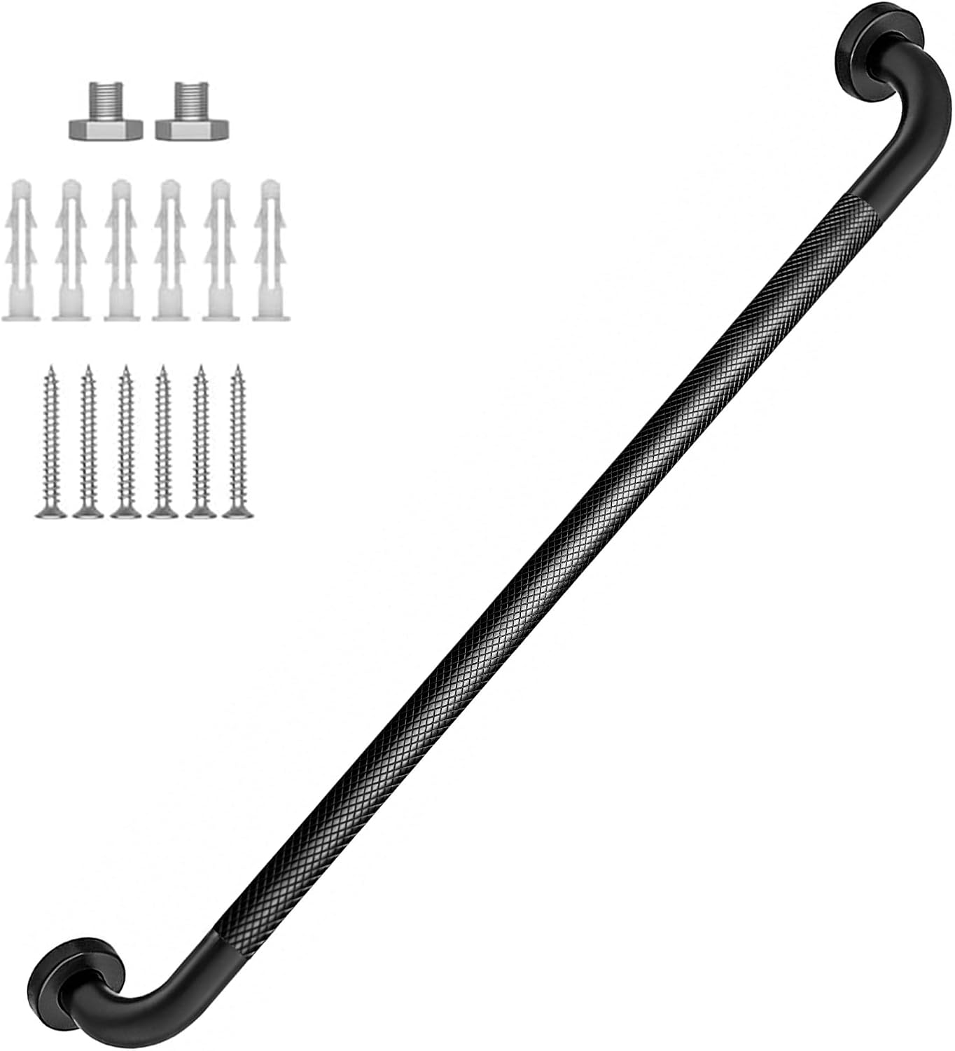 12 Inch Shower Grab Bar 1.25" Dia,Brushed Nickel Anti Slip Bathroom Grab Bar, 304 Stainless Steel Knurled Handicap Grab Bars, Safety Support Handrail,Bath Shower Handle for Elderly Injury Senior