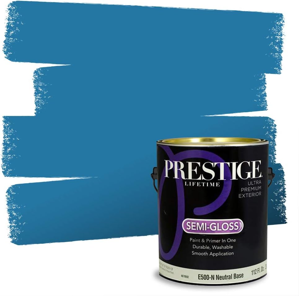 PRESTIGE Paints Exterior Paint and Primer In One, 1-Gallon, Semi-Gloss, Comparable Match of Sherwin Williams* Nifty Turquoise*