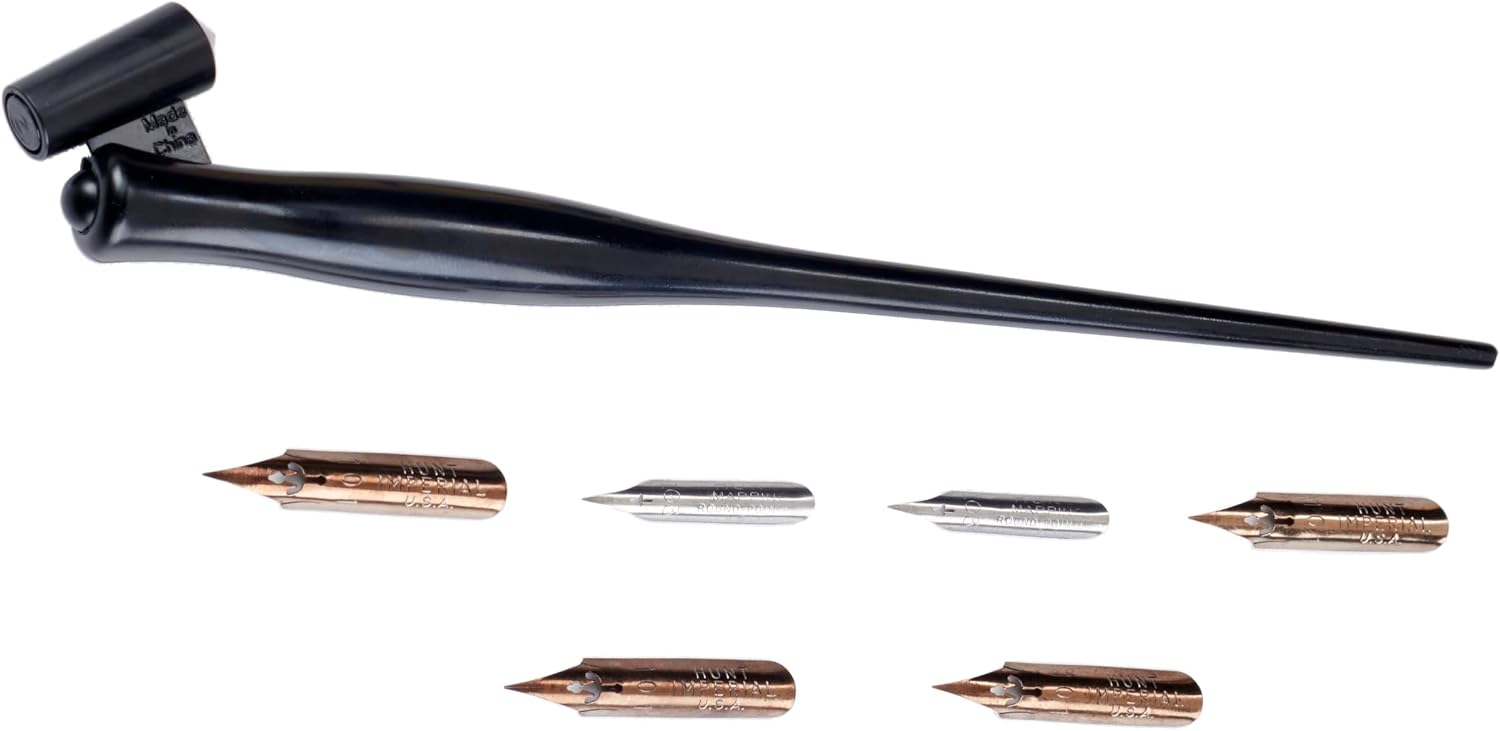 Speedball C-Series Lettering Pen Set, Left-handed - 1 Penholder w/ 6 Nibs