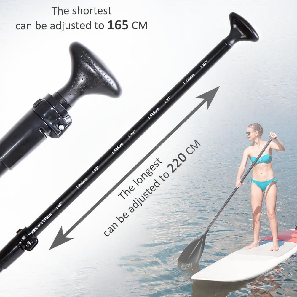 Karltion SUP Paddle - 3-Piece Adjustable Aluminium SUP Paddle with Glass Fiber Blade for Surfing, Floating, Water Sports