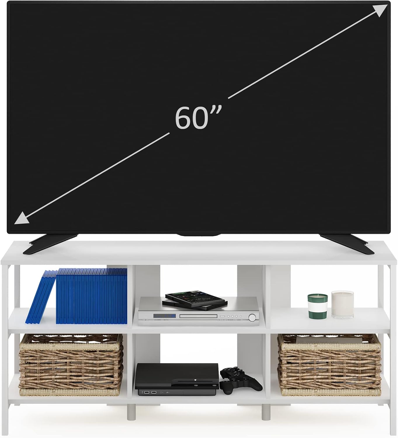 Furinno Fowler Multipurpose TV Stand Bookshelves, French Oak Grey