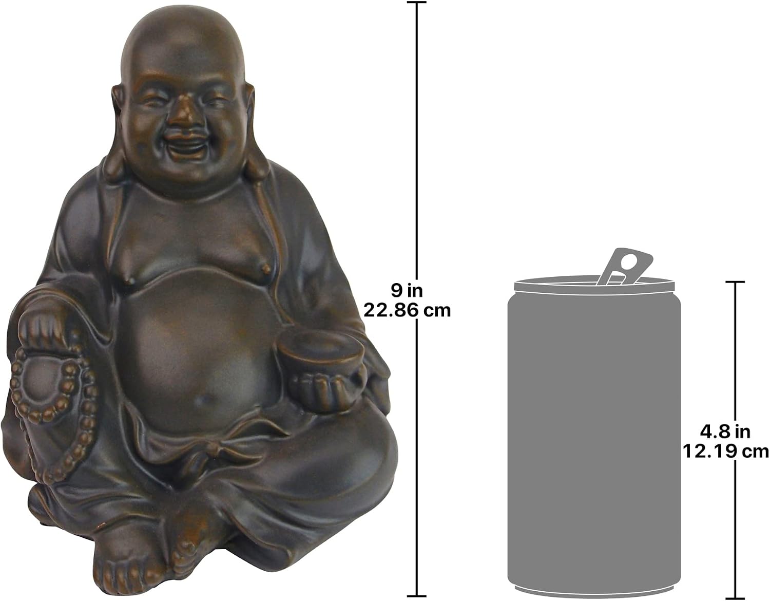 Design Toscano Jolly Hotei Laughing Man Asian Decor Indoor/Outdoor Garden Statue, 26 inches tall, Cast Stone Resin, Two Tone Stone Finish
