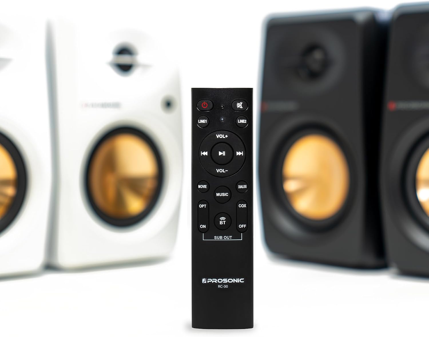 Prosonic BT30 White Bookshelf Speakers - Active Bluetooth 5.3 Powered Studio Monitors
