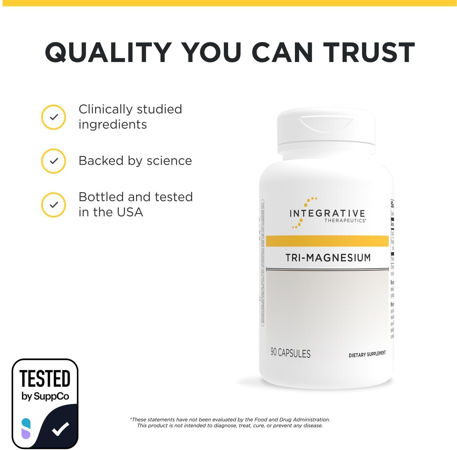 Integrative Therapeutics Tri-Magnesium - Supports Cellular Energy & Energy Metabolism* - Magnesium Supplement for Heart & Nerve Health Support* - Third-Party Tested - 90 Capsules (90 Servings)