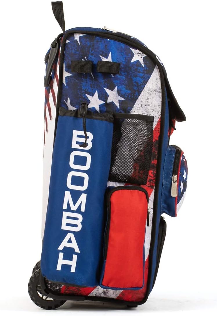 Boombah Rolling Superpack 2.0 Baseball/Softball Gear Bag - 23-1/2" x 13-1/2" x 9-1/2" - USA Baseball Royal/Red/White - Telescopic Handle - Holds 4