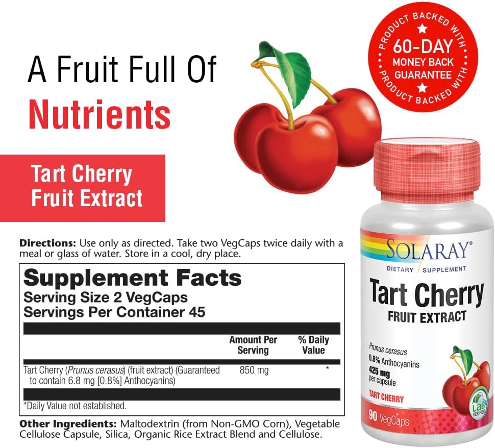 Solaray Tart Cherry Fruit Extract 850 mg, 90 VegCaps