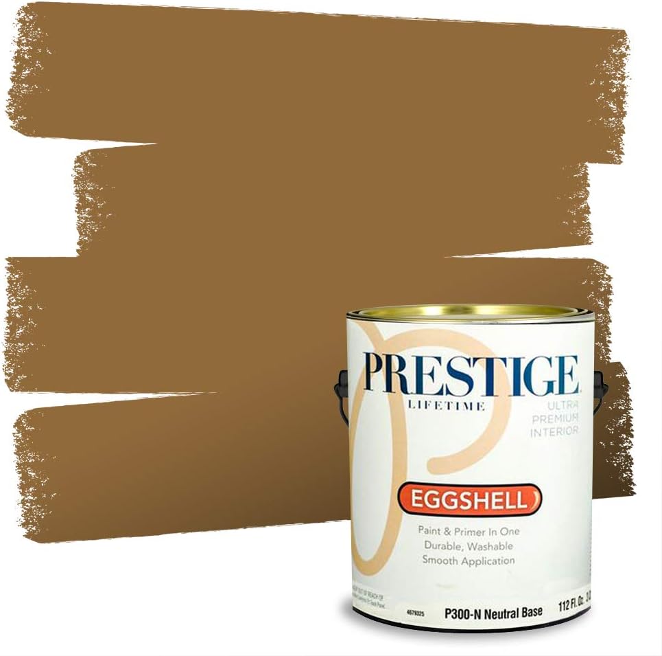 PRESTIGE Paints Exterior Paint and Primer In One, 1-Gallon, Satin, Comparable Match of Sherwin Williams* Relaxed Khaki*