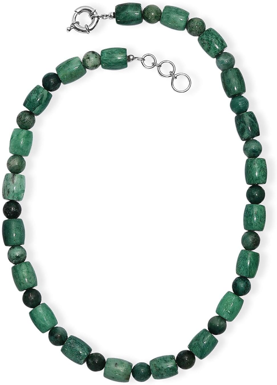 Green Jasper 490.00 ctw Beaded Necklace in Platinum Over 20 Inches
