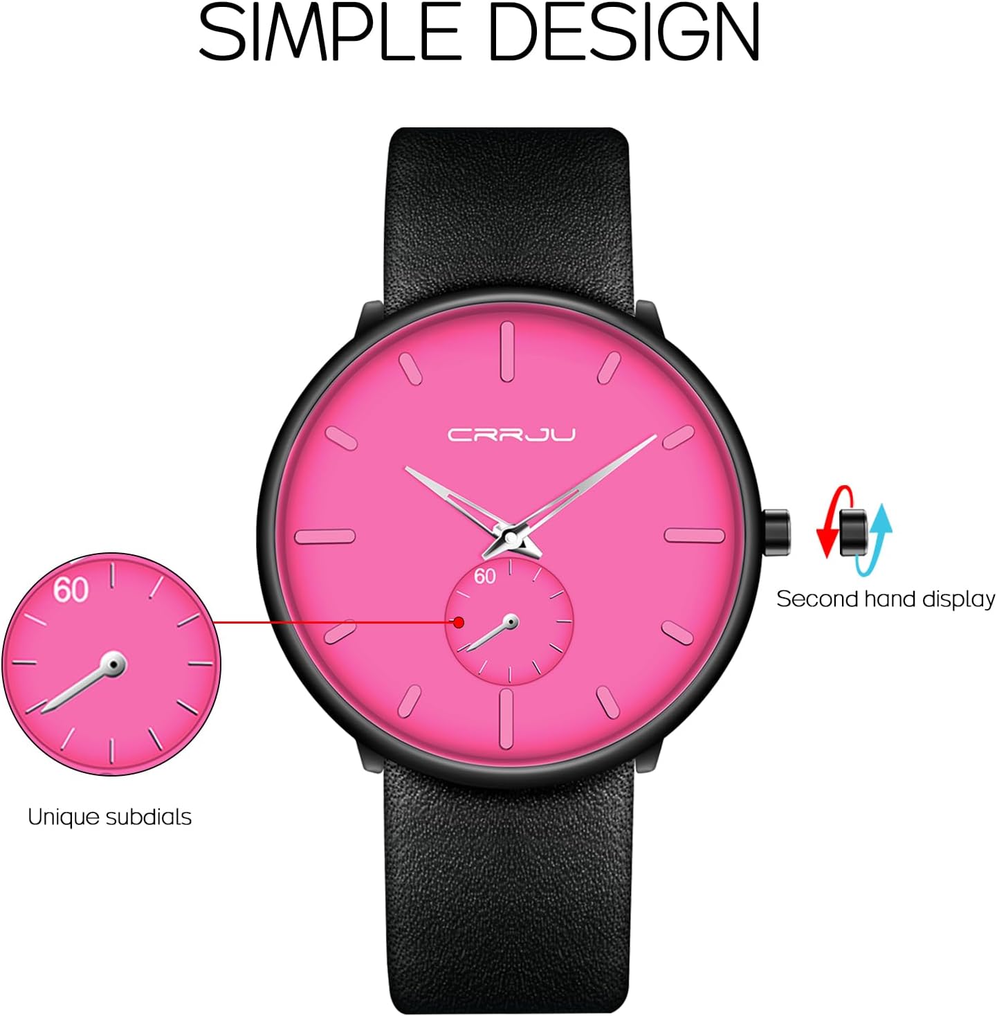 Mens Watches Ultra-Thin Minimalist Waterproof-Fashion Wrist Watch for Men Unisex Dress with Leather Band