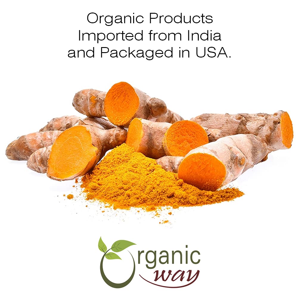 Organic Way Turmeric/Haldi Root Cut & Sifted - Herbal Tea (16 Ounce)