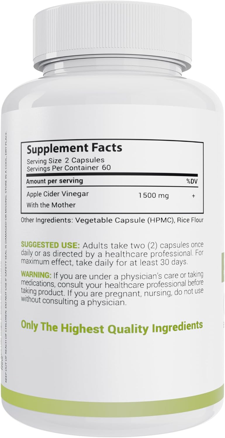 Apple Cider Vinegar Capsules with The Mother 1500 Mg, 60 Day Supply | ACV Pills to Helps Improve Energy, Support Efforts to Improve Immunity and Digestion - Non GMO, High Potency by MaxX Labs