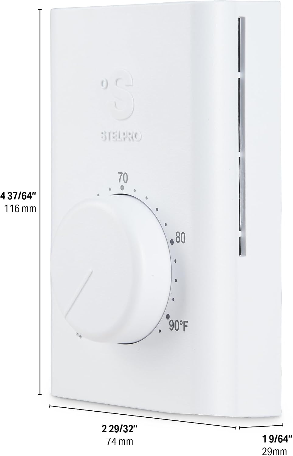 Stelpro Line Voltage Wall Thermostat - Single Pole 240V - SWT1F - White | Fits electric baseboards convectors and fan heaters, Mechanical dial, No batteries or programming, 240V rated