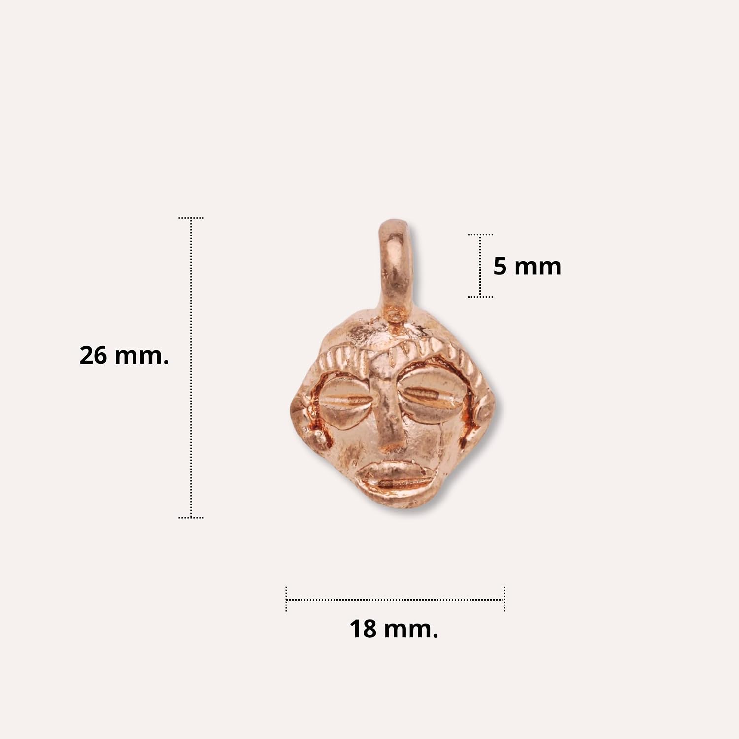 Better Jewelry, Real Pure Copper African Tribal Mask Pendant, Charm