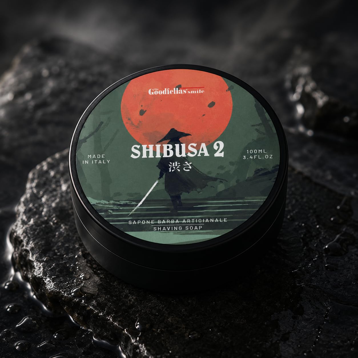 Goodfellas' Smile Shibusa 2 Tallow Shaving Soap, Made in Italy | Builds Dense, Cushioning Lather For Smooth Razor Glide, Scented With Almond, Peach