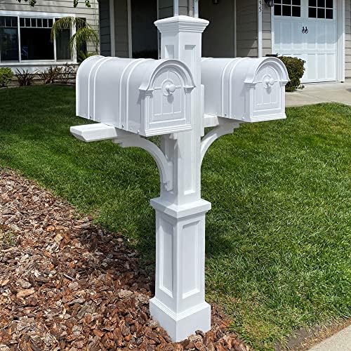 Mayne Newport Plus Double Mailbox Post for 2 Mailboxes, Black | Holds 2 post-mount mailboxes, Weather & fade resistant, All season, 15-year warranty