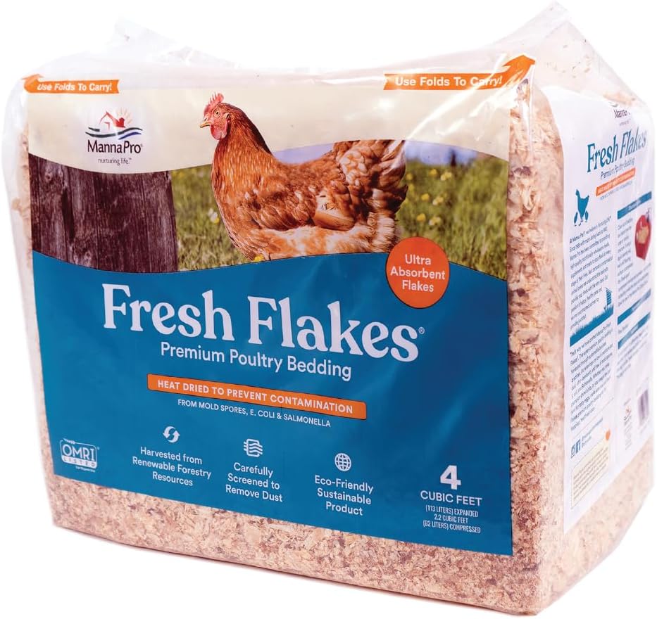 Manna Pro Fresh Flakes Pine Shavings Chicken Coop Bedding, 4 Cu Ft