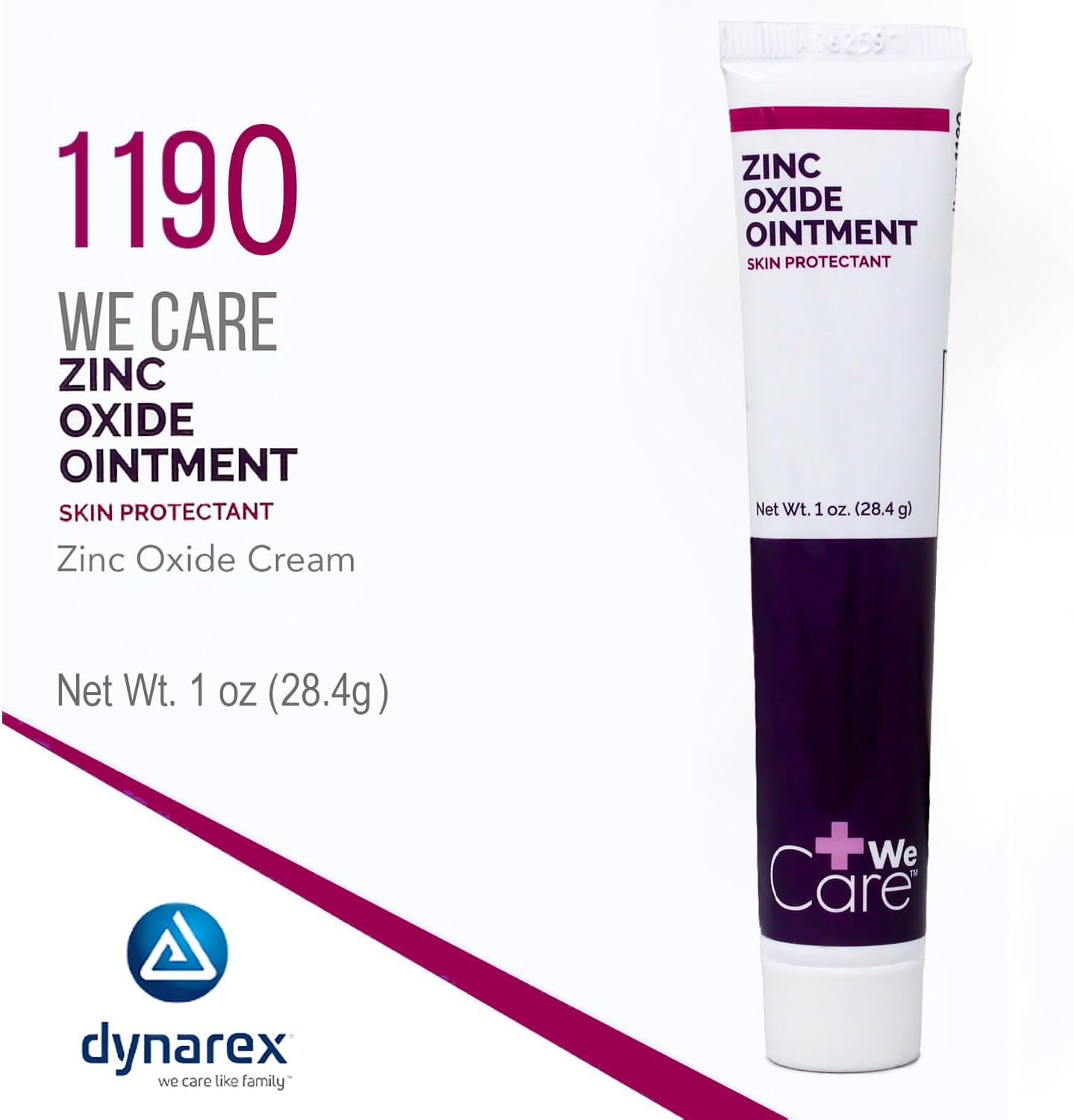Dynarex Zinc Oxide Ointment, Protective Skin Barrier Ointment, Soothes, Prevents, and Relieves Diaper Rash, Chaffed Skin, and Irritation, White
