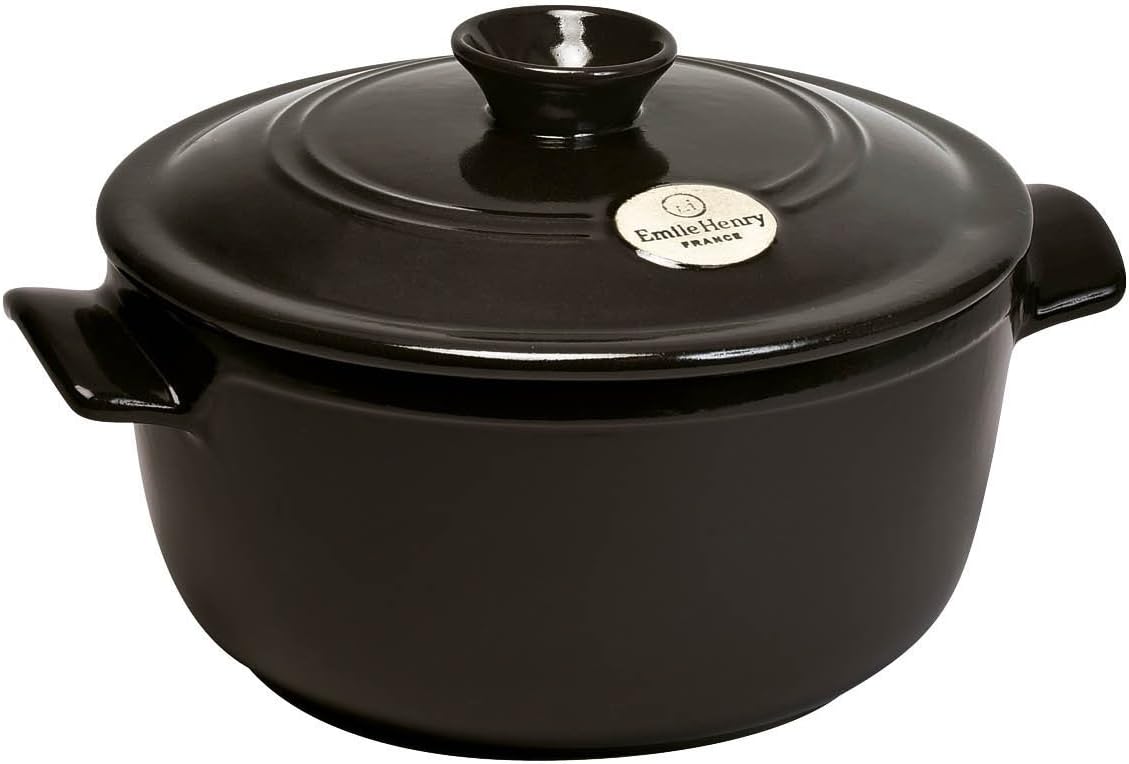Emile Henry Flame Round Stewpot Dutch Oven, 5.5 Quart, Burgundy