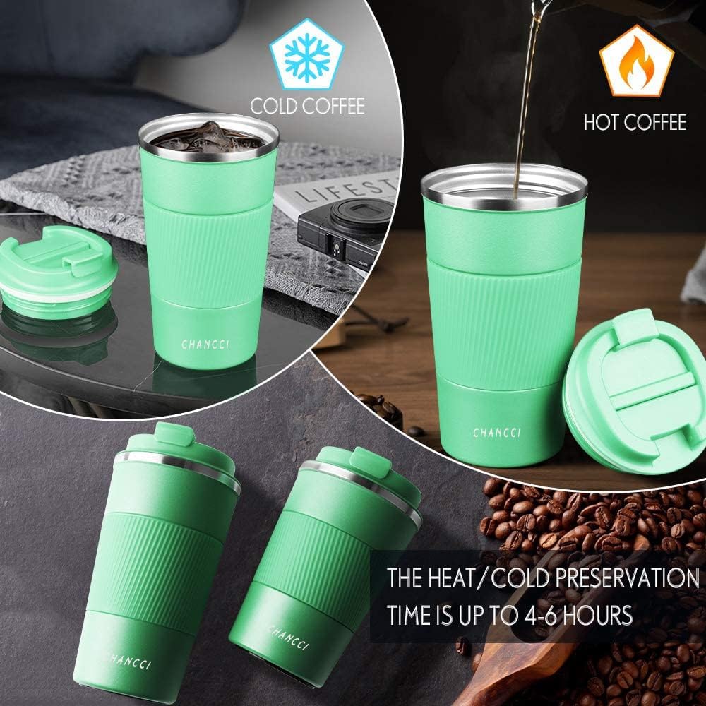 16oz Travel Coffee Mug Spill Proof, Insulated Coffee Mug with Lid, Leakproof Coffee Tumbler, Stainless Steel Vacuum Coffee Cup for Hot/Cold Drinks