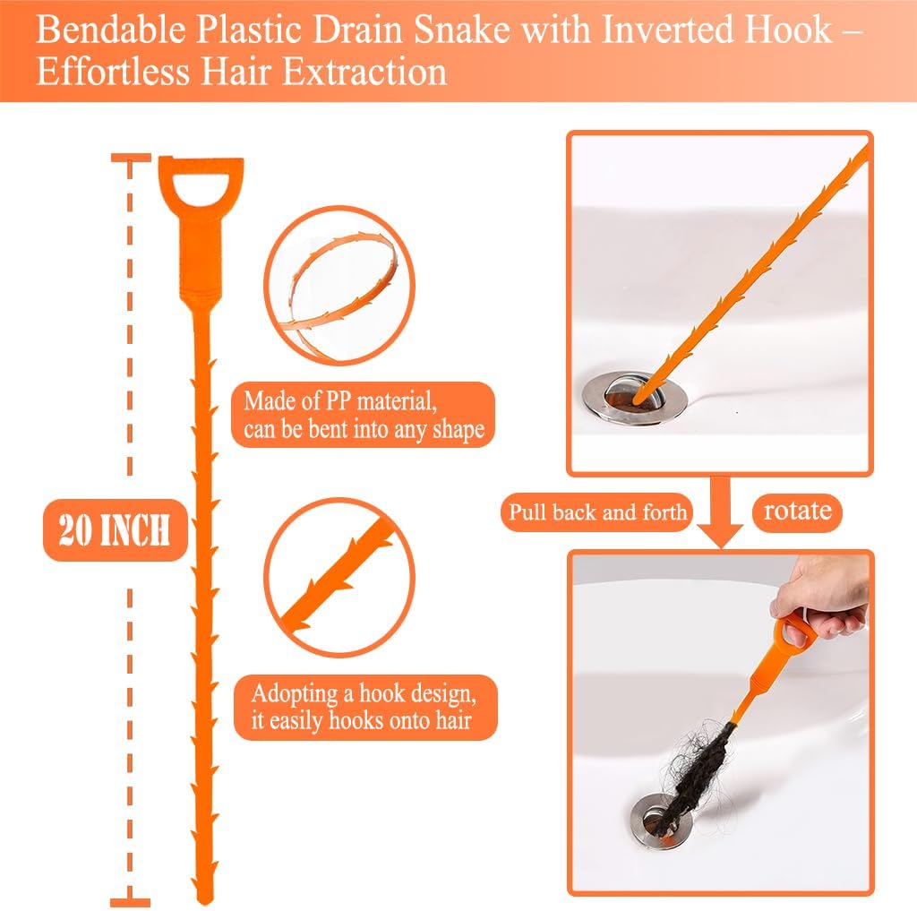 Drain Snake Auger 33 Ft, Plumbing Snake Drain Hair Clog Removal Tool, Heavy Duty Snake Auger