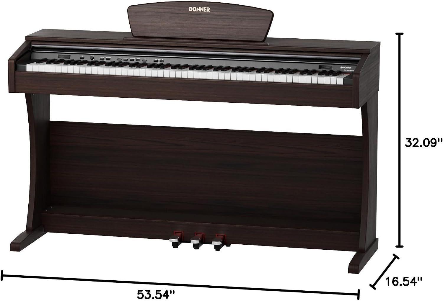 Donner DDP-300 Digital Piano with 88 Graded Hammer Action Weighted Keys, Record, Bluetooth, 10 Voices, 4 Reverb, Speakers