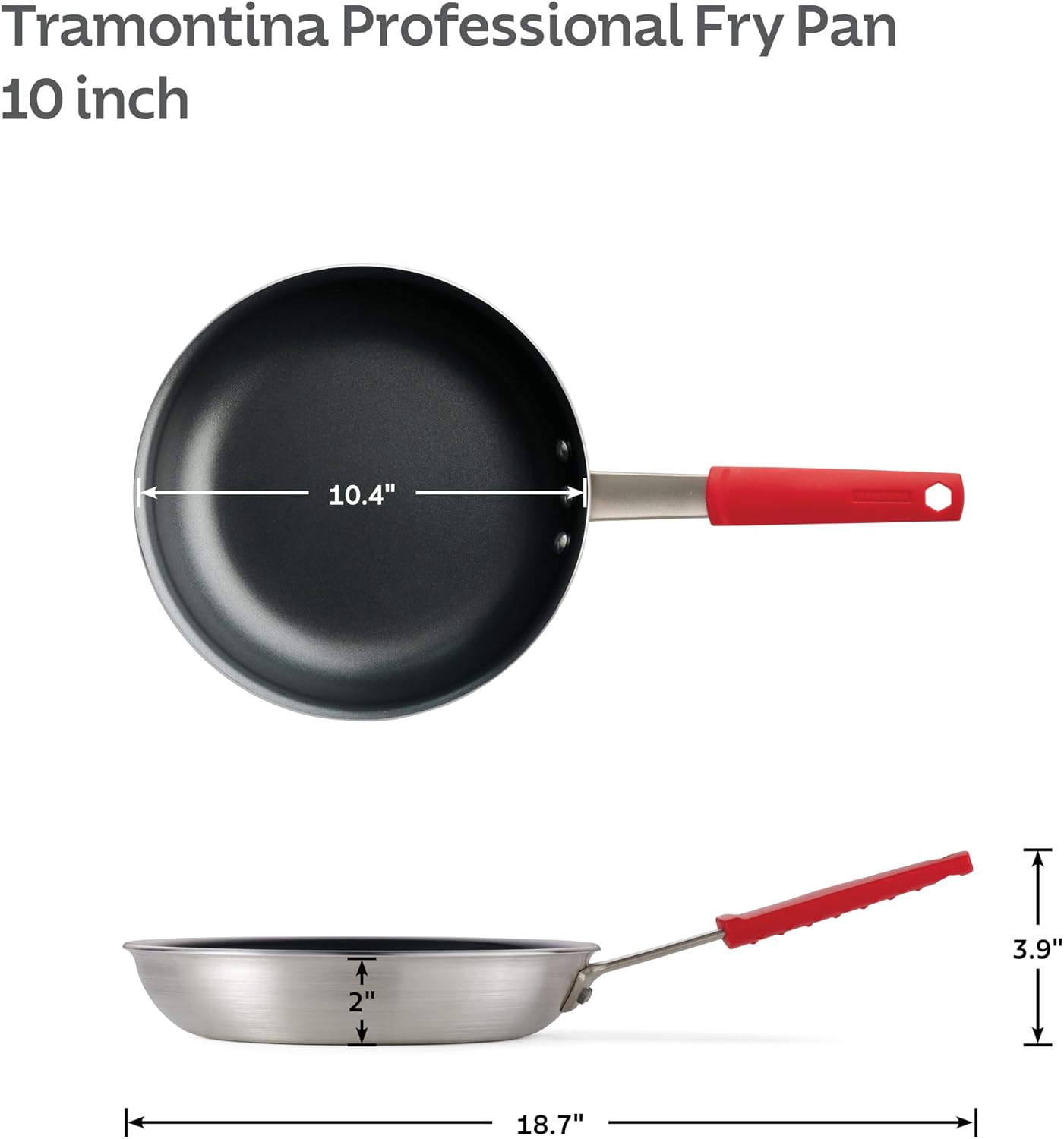 Tramontina Professional 8-Inch Non Stick Small Frying Pan | Heavy-Gauge Aluminum Skillet with Reinforced Nonstick Coating, Red Handle, Dishwasher and Oven Safe, Made in Brazil