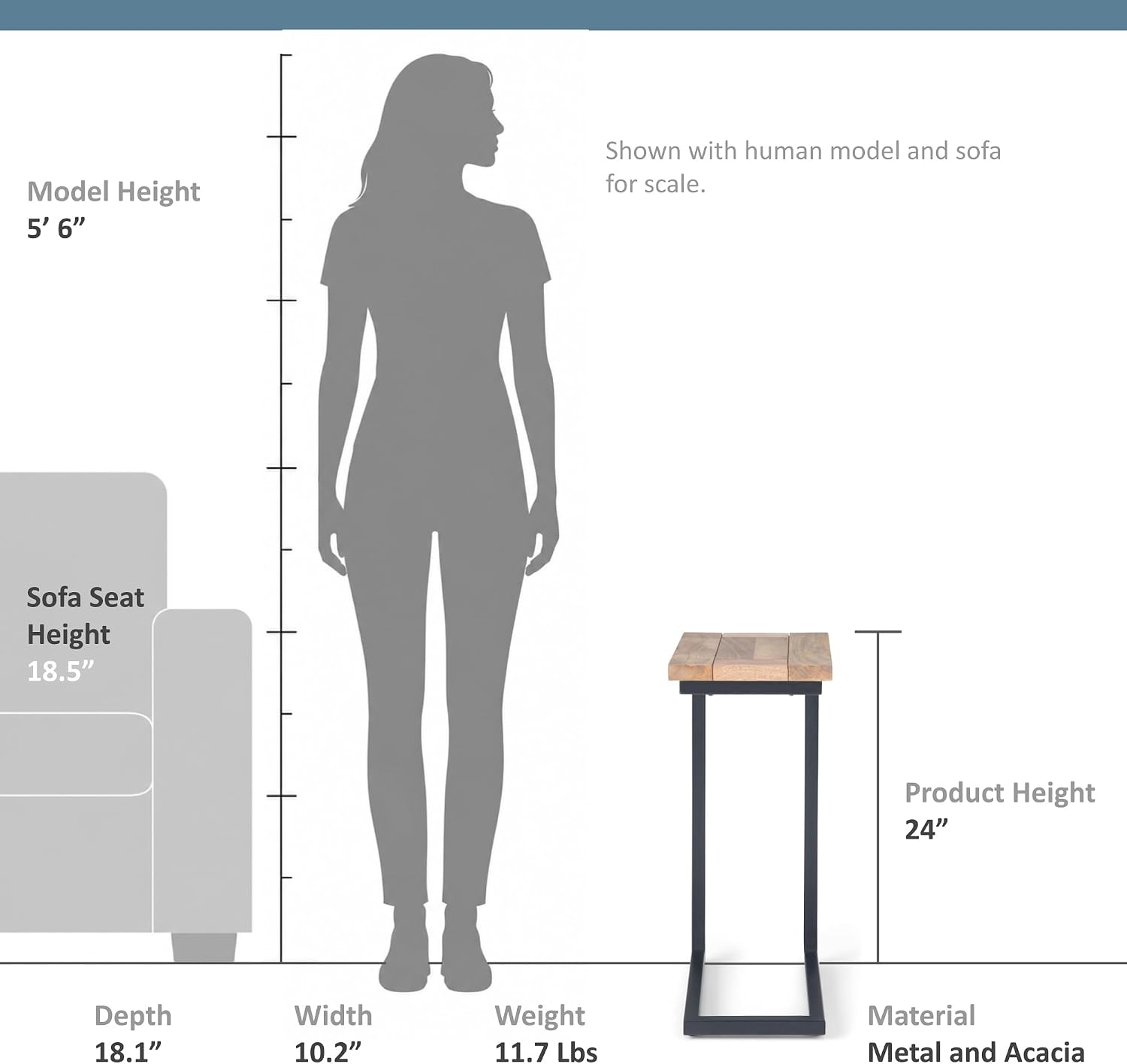 SIMPLIHOME Skyler 18" Wide Solid Wood C-Side End Table in Dark Cognac Brown | Industrial slide-under accent table with open frame, assembled; perfect for living rooms as a side table or sofa table.