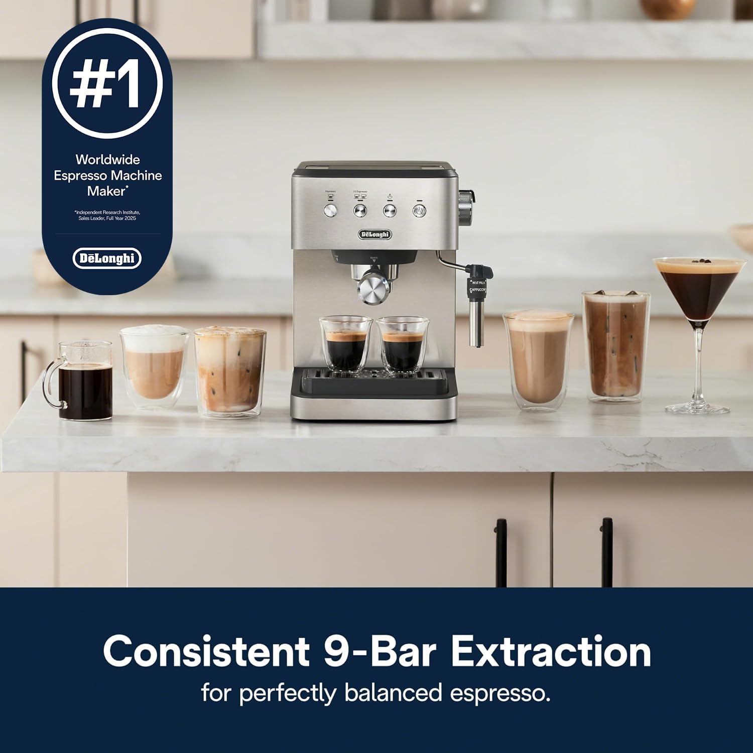 De'Longhi Stilosa Compact Manual Espresso Machine, Manual Milk Frother