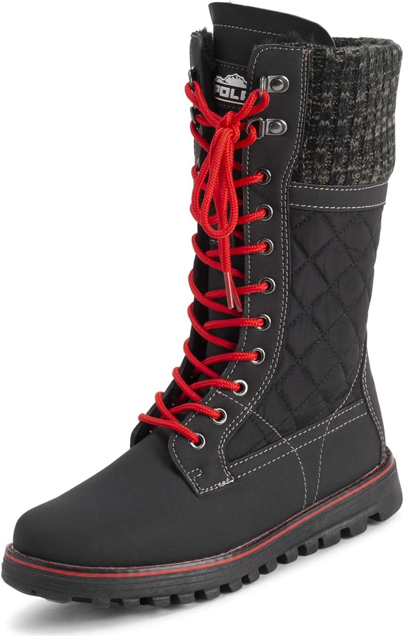 POLAR Womens Faux Fur Warm Thermal Waterproof Outdoor Walking Snow Winter Rubber Sole Calf Boots