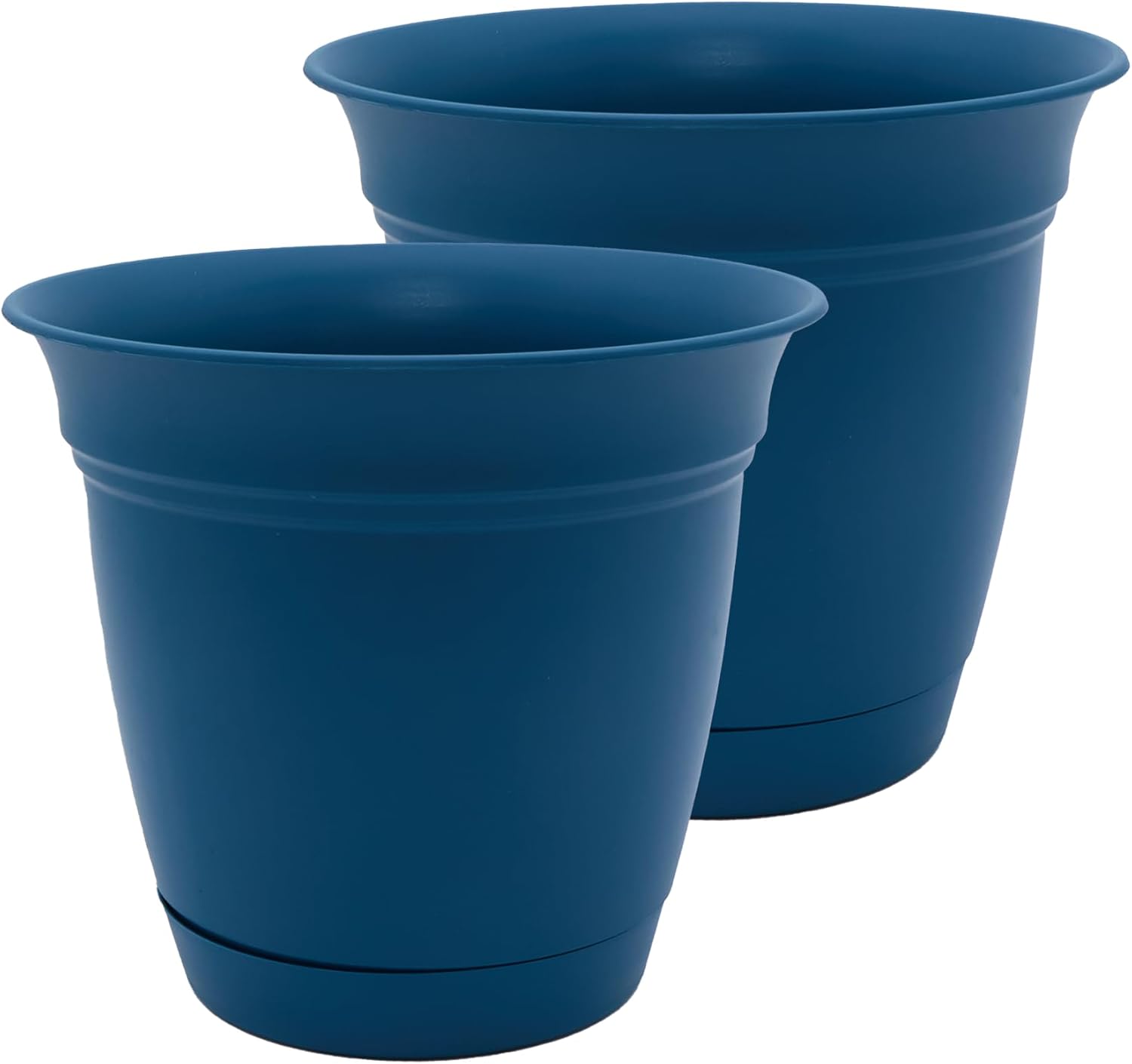 The HC Companies Eclipse Round Planter with Saucer - Outdoor & Indoor Plant Pot with Drainage Holes - Lightweight