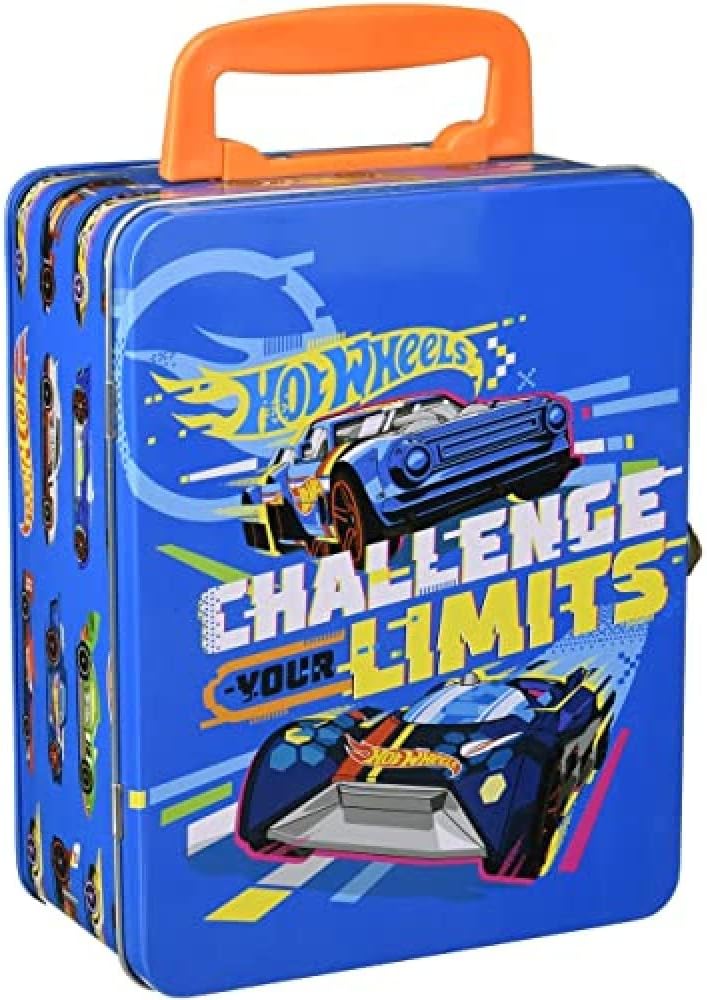 Theo Klein 2883 Hot Wheels Storage Case I Made of Metal I with Storage Compartments for up to 18 Cars I Dimensions: 21 cm x 15.5 cm x 8.5 cm I Toy