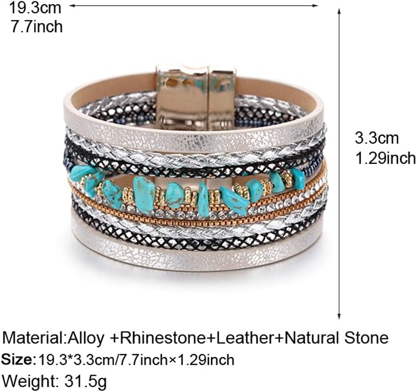 Fesciory Leather Wrap Bracelets for Women, Boho Western Layered Jewelry