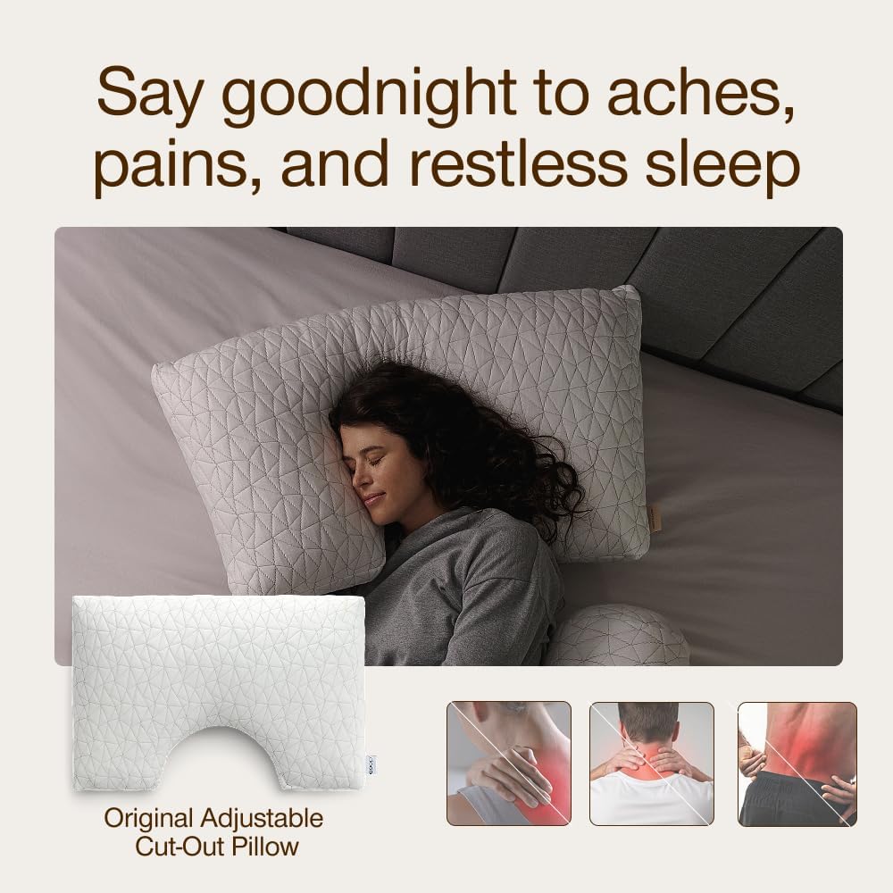 Coop Home Goods Original Adjustable Pillow, Queen Size Bed Pillows for Sleeping, Cross Cut Memory Foam Pillows - Medium Firm Back, Stomach and Side Sleeper Pillow, CertiPUR-US/GREENGUARD Gold