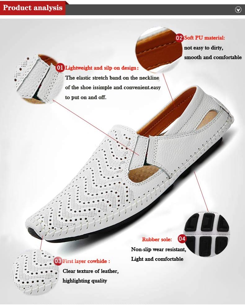 Men's Driving Shoes Leather Slipper Casual Slip on Loafers | Top Grain Leather Upper, Moccasin Toe, Slip-on, Traction Rubber Outsole, Mens Dress Shoes, Mens Casual Loafers