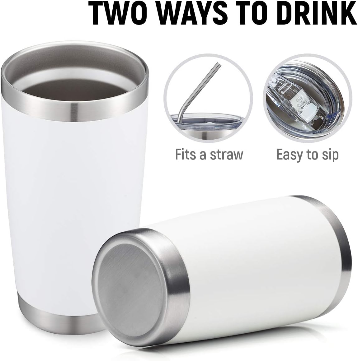 COMOOO 20oz Double Wall Vacuum Insulated Travel Mug