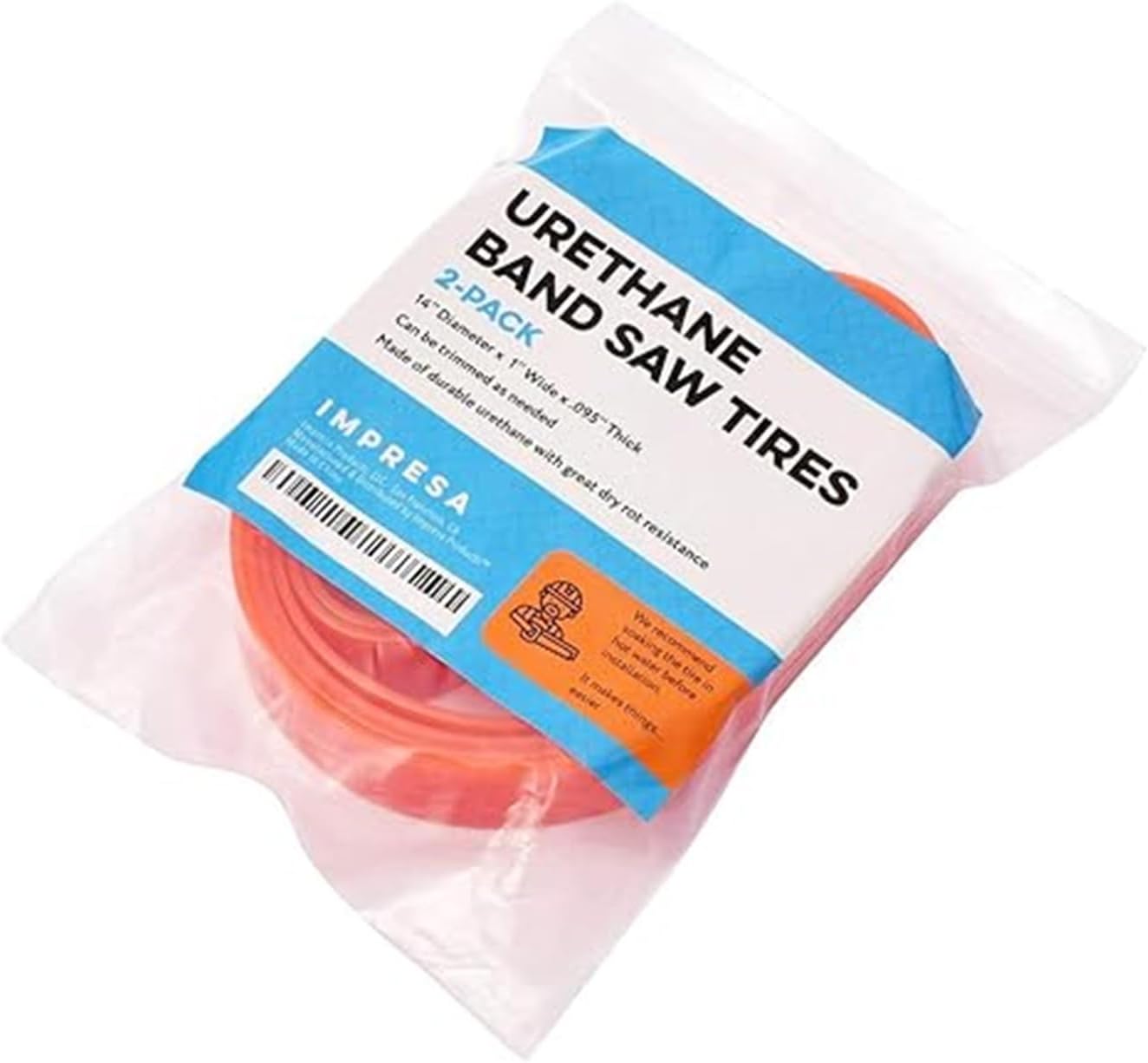 IMPRESA Bandsaw Tires - 2-Pack of Orange Urethane Bandsaw Tire for Metal & Wood Cutting - No Adhesive Needed - Compatible with Jet