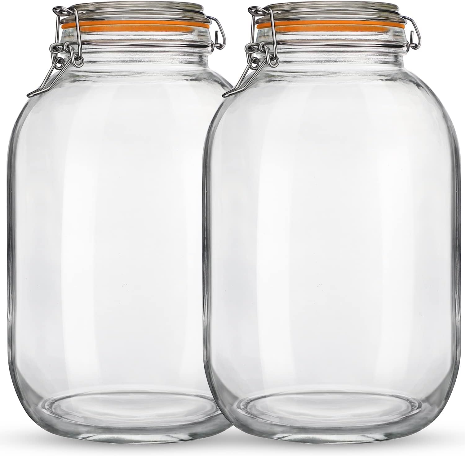 1 Gallon Glass Mason Jar with Airtight Lids, 2 Pack Wide Mouth Storage Jars