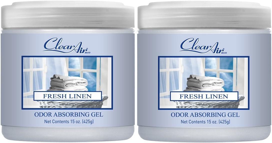 Clear Air 15oz Gel Odor Eliminator - Absorb & Remove Strong Odors from Pets, in Bathrooms, Basements, Garage, Cars, RVs & Boats - Eliminate Tough Odors with Essential Oils (Spring Rain, 2-Pack)