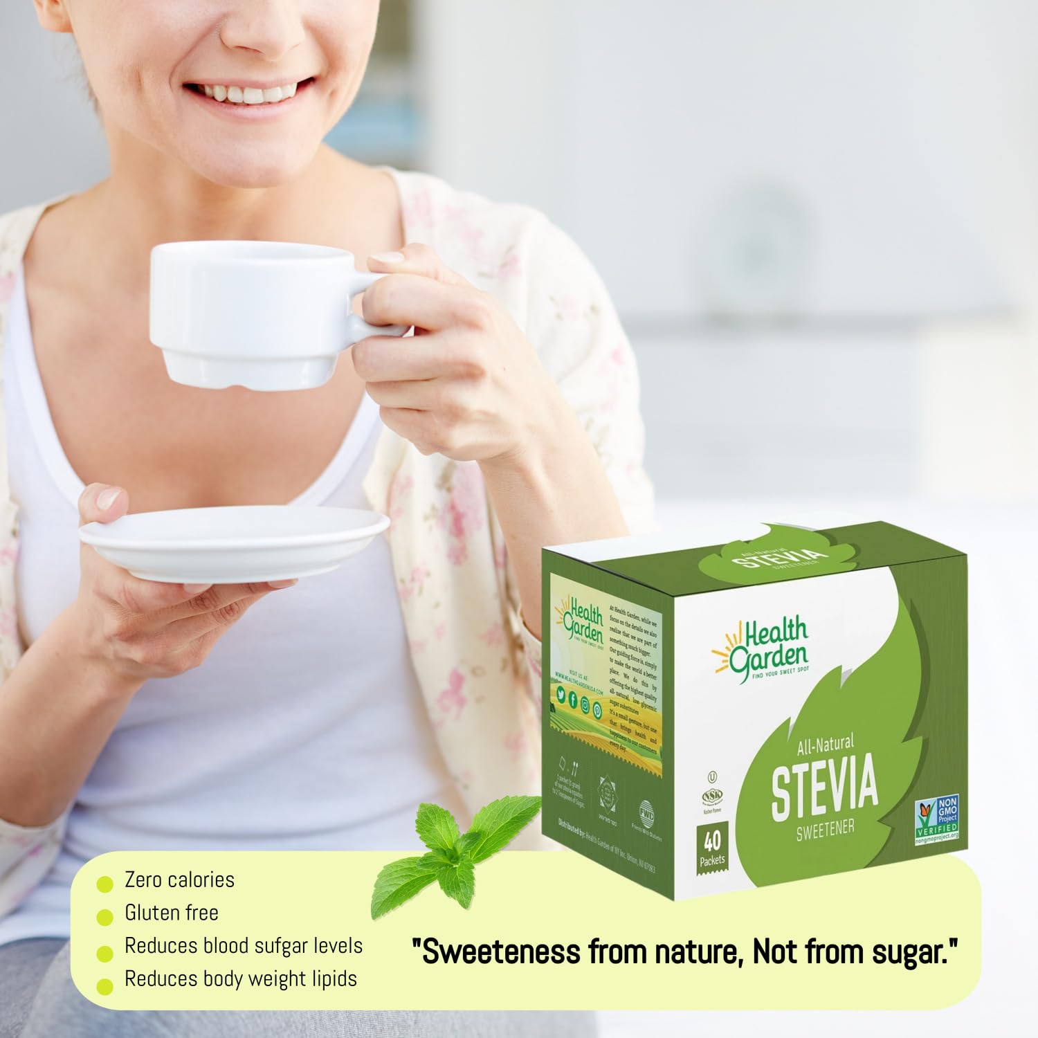 Health Garden Stevia Packets, 100 Count, Zero Calorie Sugar Substitute | Keto Certified, Diabetic-Friendly, Non-GMO