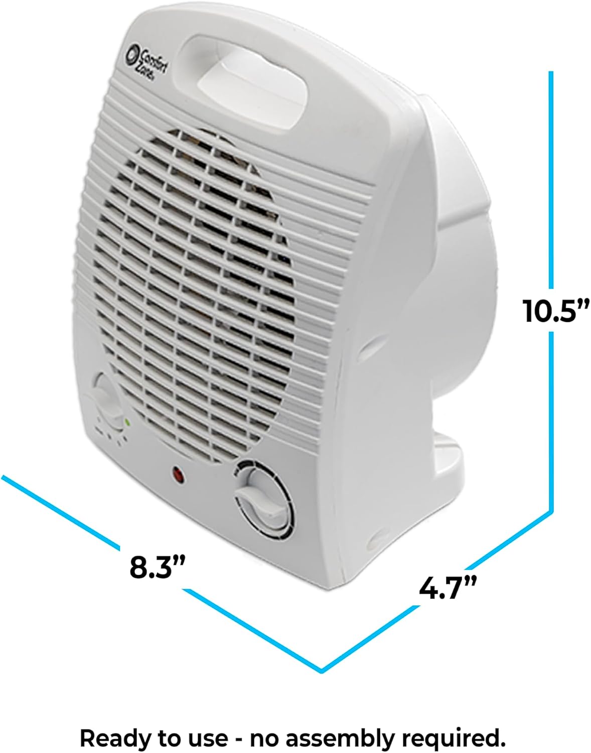 Comfort Zone Indoor Space Heater, Portable, Fan Forced, Electric, Adjustable Thermostat, Overheat Sensor, Safety Tip-Over Switch, & Stay Cool Housing