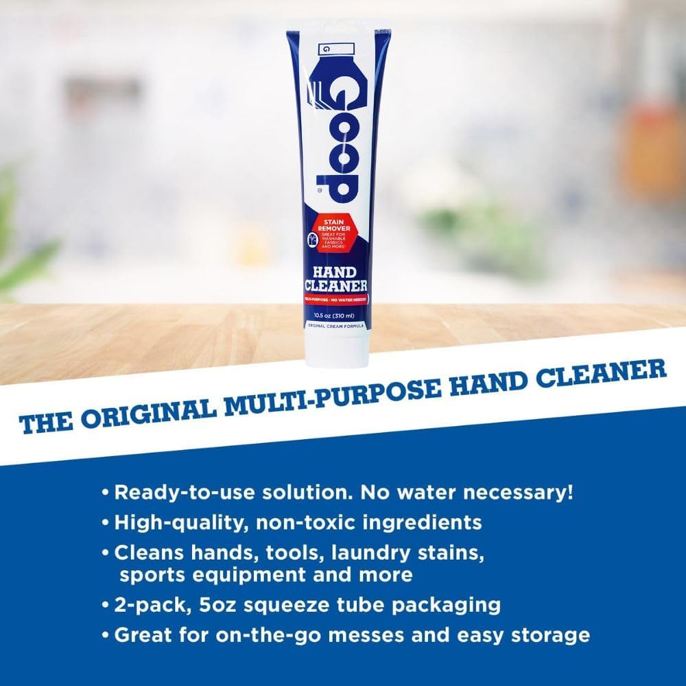 GOOP Multi-Purpose Hand Cleaner- Waterless Hand Degreaser, Laundry Stain Remover - NonToxic and Biodegradable Cleaner Remove Dirt, Oil, Paint, Ink, and Clothes Stains Original, 14oz Pack of 1