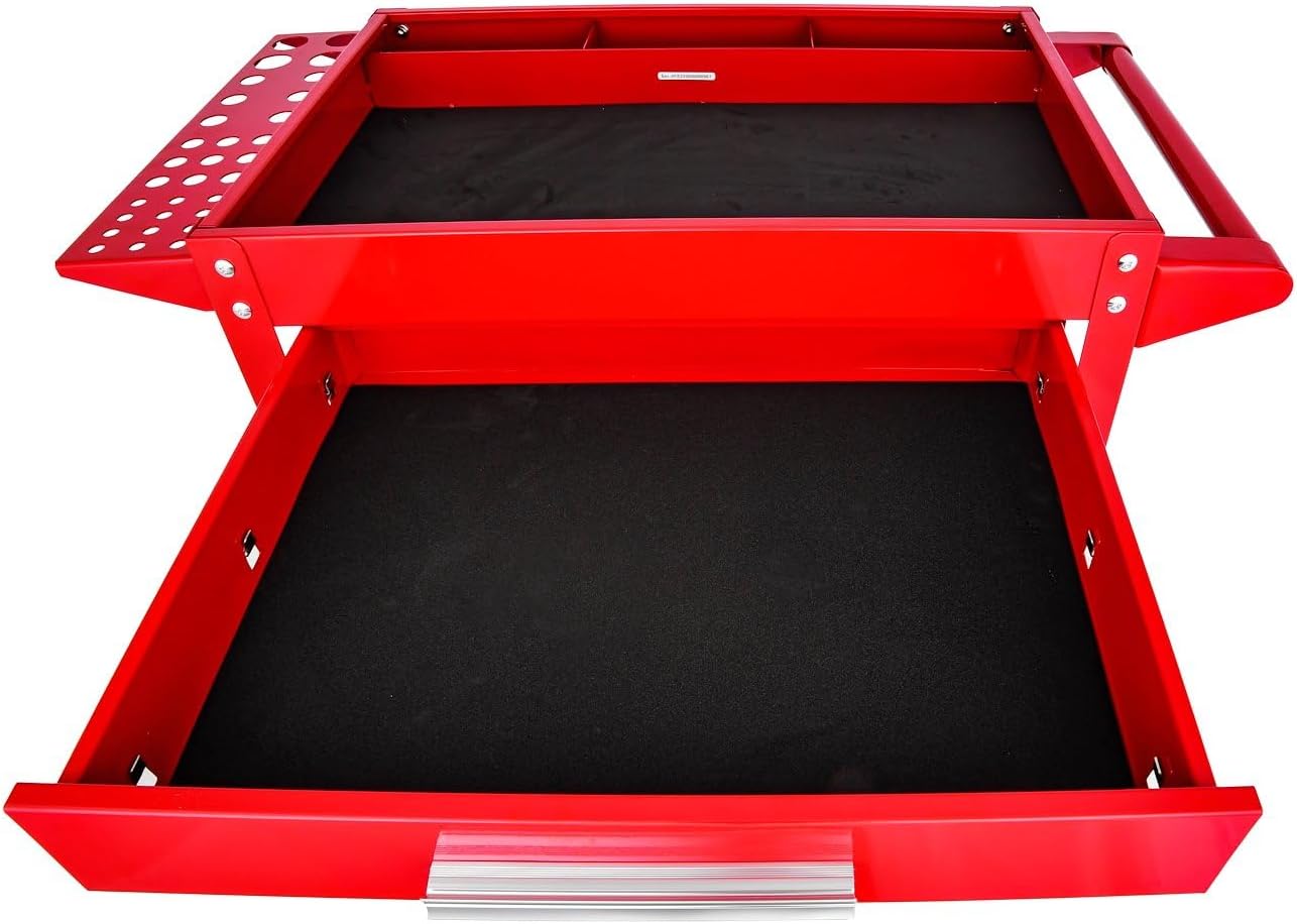3-Shelf Shop Cart [200 lb. Capacity, Red] | 3-Shelf Shop Cart for let you easily move tools around your shop; steel and rubber construction