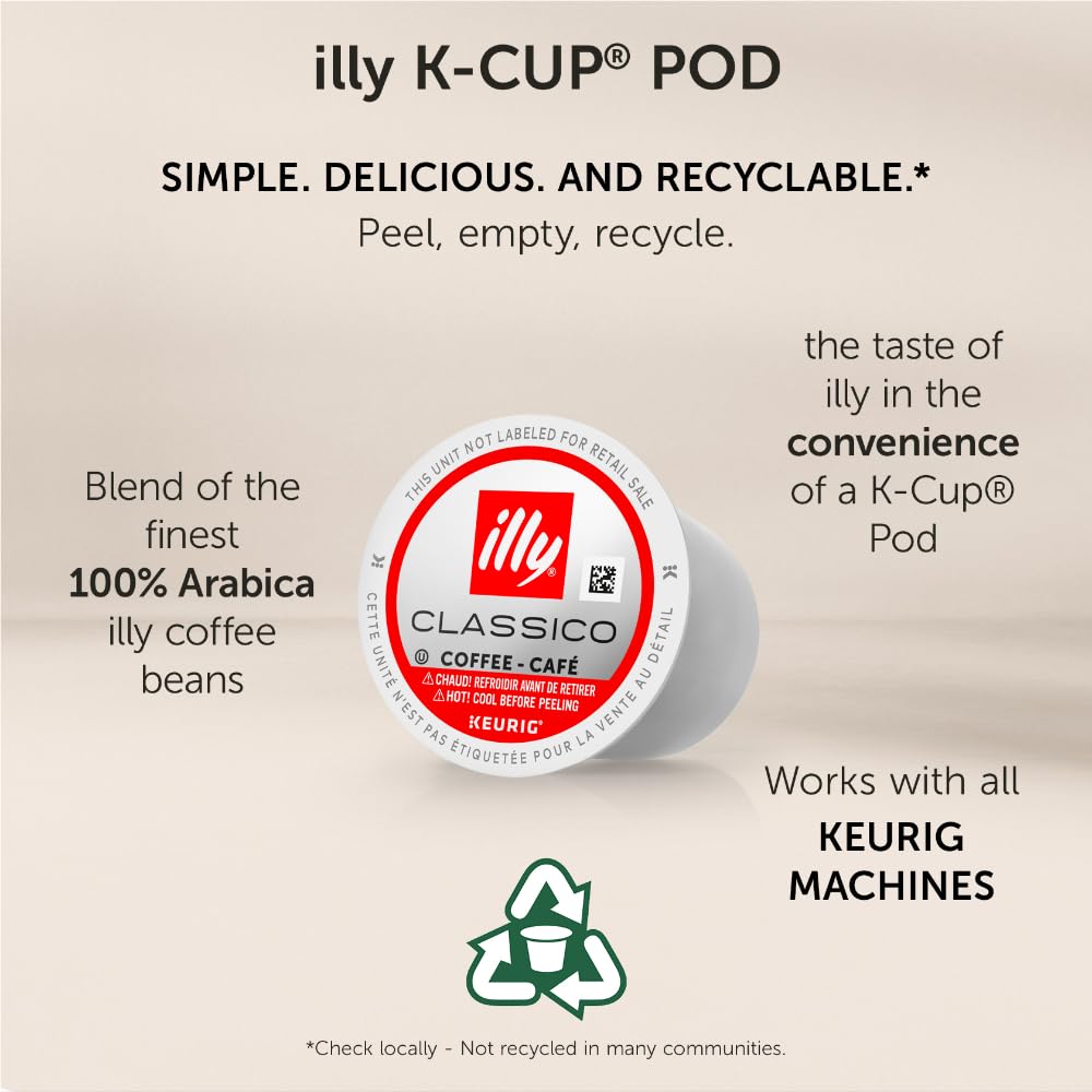 illy Coffee, Dark Roast, K-Cup for Keurig, 100% Arabica Bean Signature Italian Blend, Premium Gourmet Roast Single Serve Drip Coffee