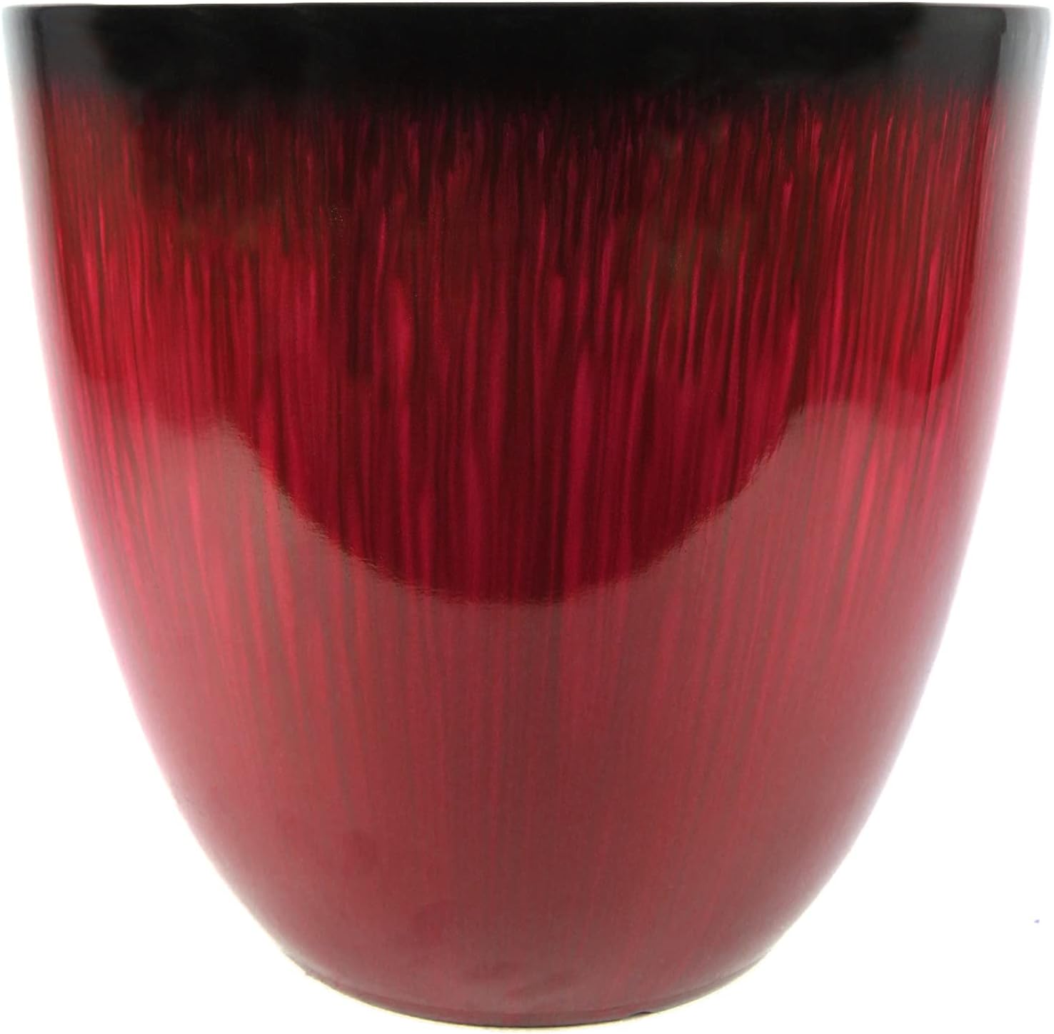 (EPR18-105) Large Egg Shaped Planter - Modern Indoor & Outdoor Decorative Flower Pot/Box (18 Inch, Red Flower)